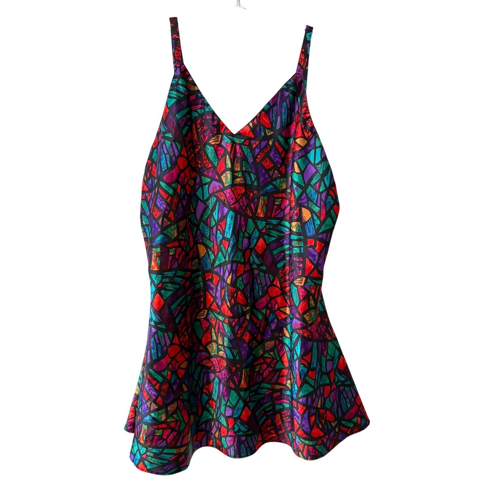Frederick's of Hollywood Vintage Jewel Tone Spaghetti Strap Chemise Slip Size M